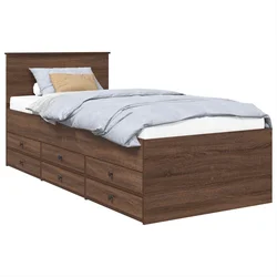 Krevet na dan Smeđi hrast i crna 75 x 190 cm Konstruirano drvo