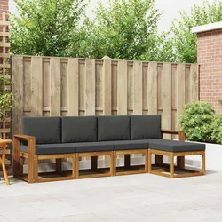 Set vanjskih sofa 5 pcs Prirodna i antracit Čvrsto drvo akacije