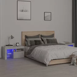 Noćni ormarići 2 kom s LED svjetlima boja betona 70x36,5x40 cm
