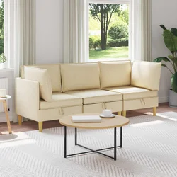 Modularni set sofe sa skladištem 3 pcs Krem Tkanina
