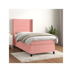 Vidaxl Box spring postelja z vzmetnico roza 90x190 cm žamet