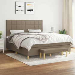 Vidaxl Box spring postelja z vzmetnico taupe 160x200 cm blago