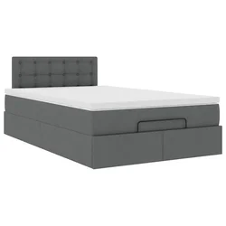 Vidaxl Otomanska postelja z vzmetnico siv 120x200 cm blago