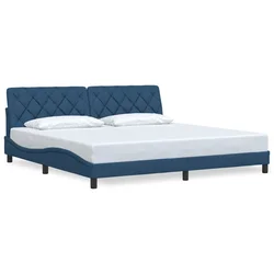 Vidaxl Posteljni okvir brez vzmetnice moder 200x200 cm blago