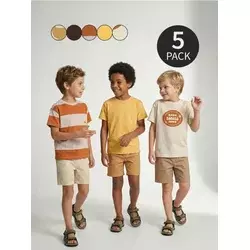 Sinsay - Pamučne majice 5 pack - krem