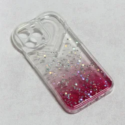Maska za telefon Heart Glitter za iPhone 13 Pro 6.1 providno-roze