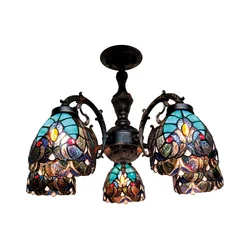 BRILAGI - Tiffany vitražni plafonski luster CORAL 5xE27/60W/230V prečnik 60 cm