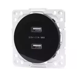 Aigostar - USB utičnica bez okvira, 2x USB-A, crna