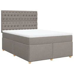 Vidaxl Box spring postelja z vzmetnico taupe 160x200 cm blago