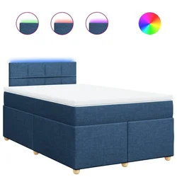 Vidaxl Box spring postelja z vzmetnico moder 120x200 cm blago