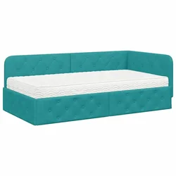 Vidaxl Kotna postelja Turkizna 90 x 190 cm Žamet