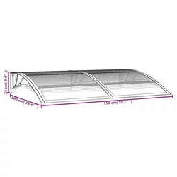 Nadstrešnica za vrata crna 150 x 100 cm polikarbonatna