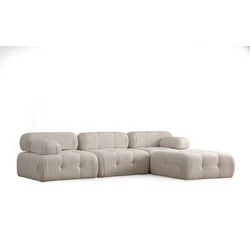 Atelier del Sofa L1 O1 1R Pouffe Doblo Ugaona garnitura, 3 Sedišta, Krem