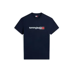 Tommy Jeans Majica Essential temno modra/rdeča/bela
