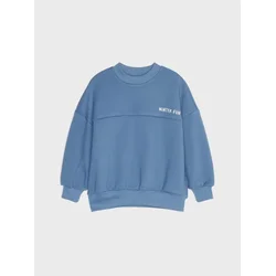 Sinsay - Postavljeni oversize crewneck duks sa natpisom - mid blue
