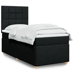 vidaXL Box spring postelja z vzmetnico črna 80x200 cm blago