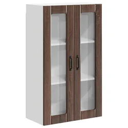 Vidaxl Stenski stekleni omarica LUCCA Rjavi hrast 60 x 31 x 100 cm