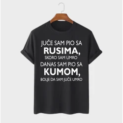 MAFIMI Muška majica Juče sam pio sa Rusima, Crna