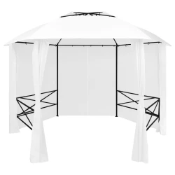 Vrtni šator sa zavjesama 360 x 312 x 265 cm bijeli 180 g/m2