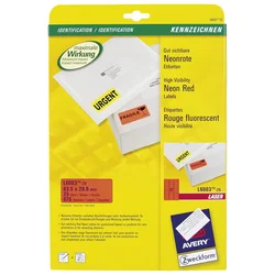 ETIKETE LK  63,5X29,6MM PK25L ZWECKFORM L6003-25 NEON CRVENE