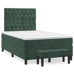 Vidaxl Box spring postelja z vzmetnico temno zelena 120x200 cm žamet