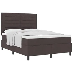 Vidaxl Postelja z vzmetnico z vzmetnico Temno rjava 140 x 190 cm blago