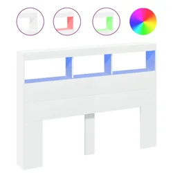 Vidaxl Omarica za vzglavje postelje LED bela 140x17x102 cm