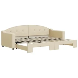 Vidaxl Izvlečna dnevna postelja temno krem 80x200 cm blago