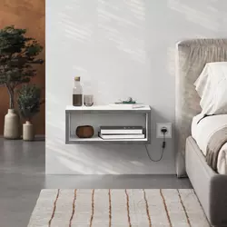 HANAH HOME Noćni stočić Brik White Retro Grey