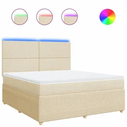 Vidaxl Box spring postelja z vzmetnico krem 180x200 cm blago