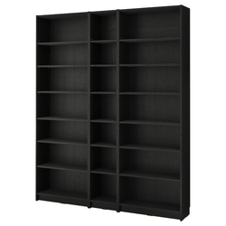 BILLY Komb.biblioteke s dodat. elementima, crna im. hrastovine, 200x28x237 cm