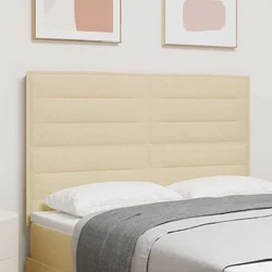 vidaXL LED glava postelje z LED lučmi krema 144 cm Poliester