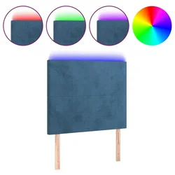 Vidaxl LED posteljno vzglavje temno modro 100x5x118/128 cm žamet