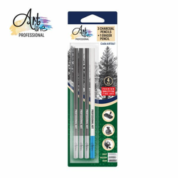 ARTLINE Set umetnički ugljen u olovci i gumica u olovci Light medium dark 4 komada