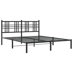 Vidaxl Kovinski posteljni okvir z vzglavjem črn 150x200 cm