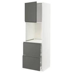 METOD / MAXIMERA Vis.el.pećn. s fiok/2front/2g.fioke, bela/Voxtorp tamnosiva, 60x60x200 cm