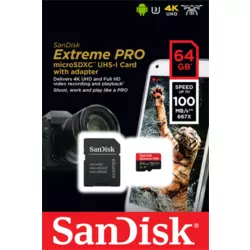 SanDisk microSDXC 64 GB UHS-I V30 A1 Extreme Pro 100MB/s + adaptér (SDSQXCG-064G-GN6MA)