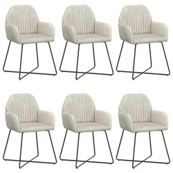 Trpezarijske stolice 6 pcs Baršun Krem 55 x 50 x 84 cm