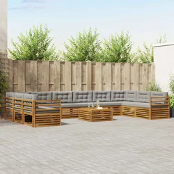 Setovi sofa 11 pcs Prirodna i svijetlo siva Čvrsto drvo akacije