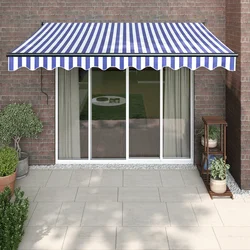 Tenda na uvlačenje plavo-bijela 3,5 x 2,5 m tkanina i aluminij