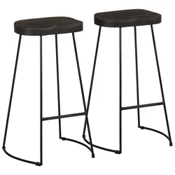 Barski stolci 2 kom crni 45x40x78 cm masivnog drva manga