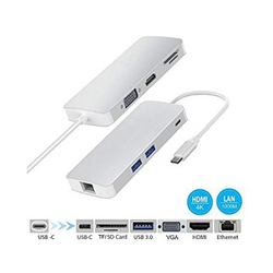 FAST ASIA Adapter konvertor TIP C na VGA+HDMI+SD/MICRO SD+RJ 45+2xUSB3.0+TIP C