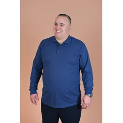 PANDA4U Muška majica Polo, Dug rukav, Indigo