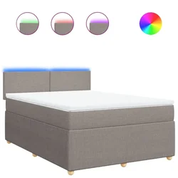 Vidaxl Box spring postelja z vzmetnico taupe 140x200 cm blago