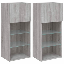 TV ormarići s LED svjetlima 2 kom boja hrasta 40,5 x 30 x 90 cm