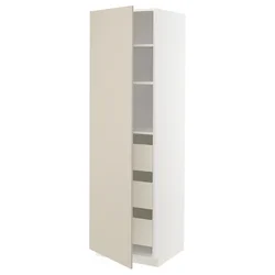 METOD / MAXIMERA Visoki element s fiokama, bela/Havstorp bež, 60x60x200 cm