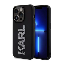 Maska Karl Lagerfeld 3D Rubber Glitter Logo za iPhone 15 Pro Max, Crna