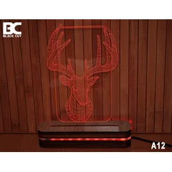 Black Cut 3D Lampa Jelen, Crvena