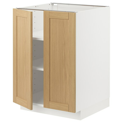METOD Podni element s policama/2 vrata, bela/Forsbacka hrastovina, 60x60 cm