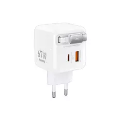 Remax Dolly GAN 1xUSB 3.0+1xTIP C 67W, beli Strujni Fast teleskopski punjac